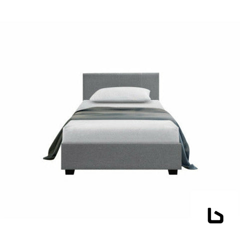 TOMMY Grey Fabric Gas Lift Bed Frame BED FRAME - Bed frame