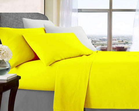 Ultra soft microfibre sheet set mega queen yellow - home &