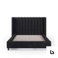 VALANCE Velvet Plush Slate Fabric Bed Frame (Australian Made) Bed Frame Bedroom Factory 