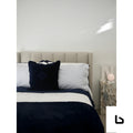 VALANCE Velvet Plush Denim Fabric Bed Frame (Australian