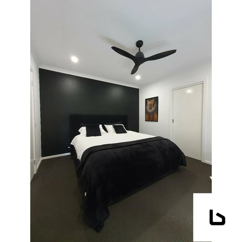 VALANCE Velvet Plush Jet Black Fabric Bed Frame (Australian