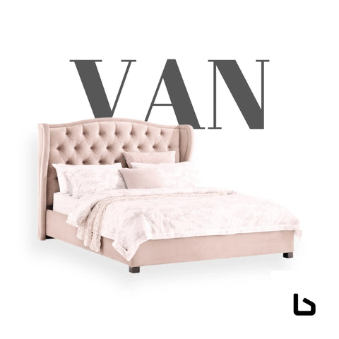 VAN Chambray Vapour Fabric Bed Frame (Australian Made) BED