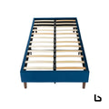 Velvet blue bed frame – double - furniture > bedroom