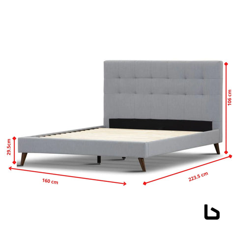 Queen bed platform frame fabric upholstered mattress base -