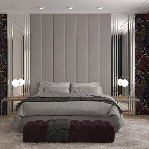 WALTER TALL Plush Slate Velvet Fabric Bed Frame (Australian