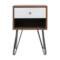 Bf bedside table with drawer - grey & walnut - furniture >