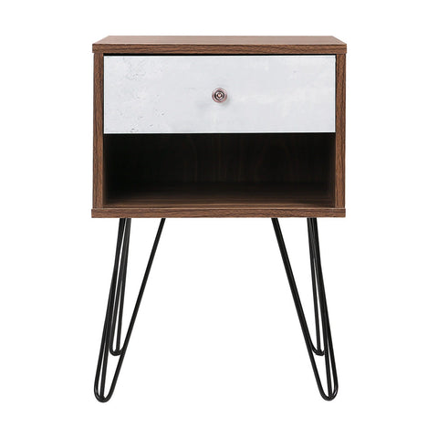 Bf bedside table with drawer - grey & walnut - furniture >