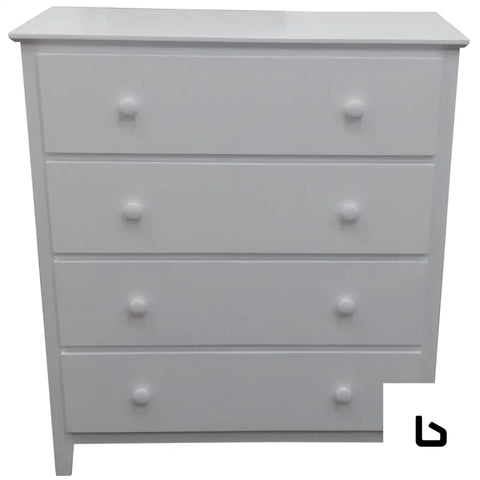 Wisteria tallboy 4 chest of drawers solid rubber wood bed