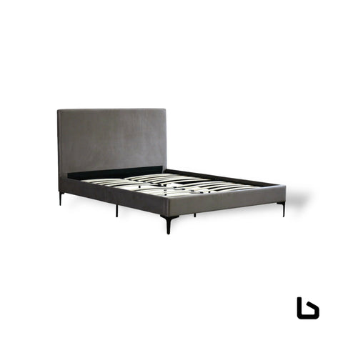 Xtina grey velvet fabric bed frame