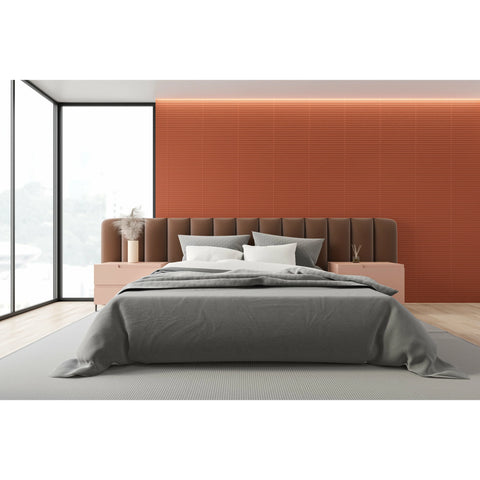 YOLANDA Husk Saffron Wide Fabric Bed Frame - Australian Made