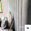 YOLANDA Novara Fog Velvet Wide Fabric Bed Frame (Australian