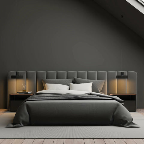 YOLANDA Plush Slate Velvet Wide Fabric Bed Frame (Australian