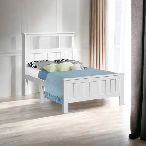 Zalle white wooden bed frame
